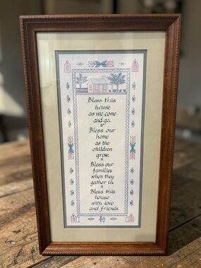 Framed Bless this House as We Come and Go Calligraphy Print Charles F Humphrey